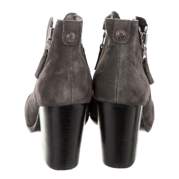 Rag & Bone Bootie Margot Suede Ankle Boots Double Zipper Block Heel Womens 38.5‎ - Picture 9 of 14